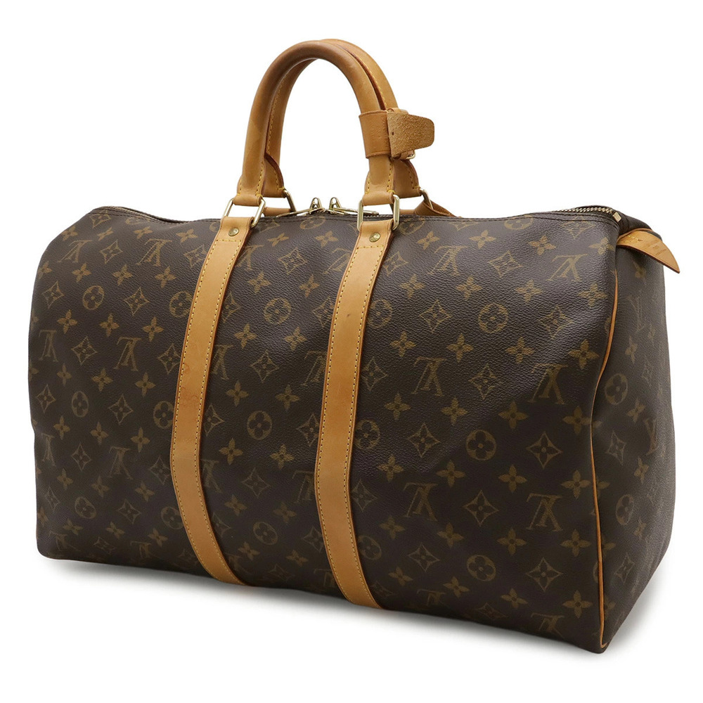 Louis Vuitton Monogram Keepall Bag Boston Travel Handbag Brown